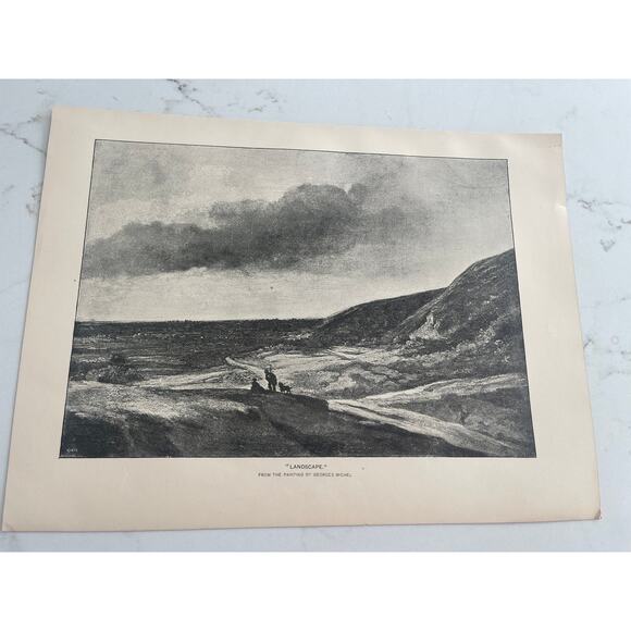 Landscape, Georges Michel, Hills, Countryside, 1888, Book Page, Woodcut Print - Picture 1 of 1